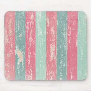 Pink and green wooden fence texture mouse pad
