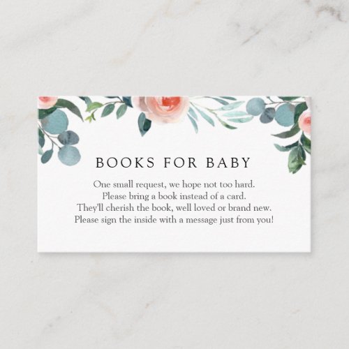Pink and Greenery Books for Baby Enclosure Card