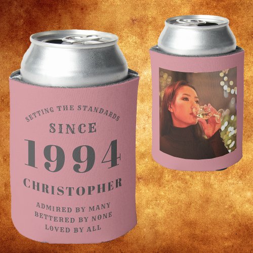 Pink And Grey 30th Birthday 1994 Photo Template Can Cooler