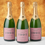 Pink And Grey 30th Birthday 1994 Photo Template Sparkling Wine Label<br><div class="desc">Personalized wine labels design for that birthday celebration for a special person born in 1994 and turning 30. Add the name and unique message to this vintage retro style pink and grey design for a custom 30th birthday gift. Easily edit the name and year with the template provided. A wonderful...</div>
