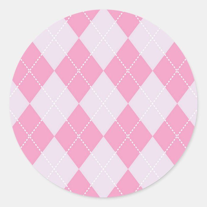 Pink and Grey Argyle Pattern Stickers
