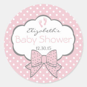 Pink and Grey-Baby Shower Classic Round Sticker