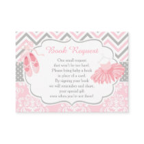 Pink and Grey Chevron Ballerina Baby Book Request Enclosure Card