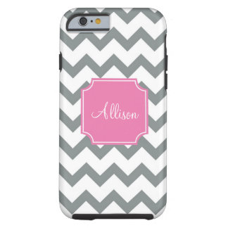 Pink and Grey Chevron Tough iPhone 6 Case