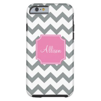 Pink And Grey Chevron Tough Iphone 6 Case by Jmariegarza at Zazzle