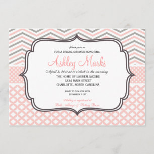 Pink and Grey Chevron Invitaiton Invitation