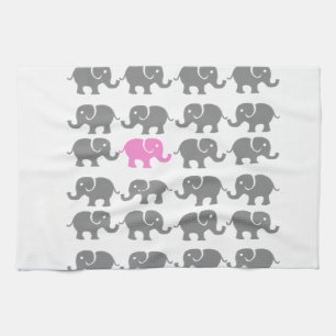 Pink and Grey Elephant Art Towel