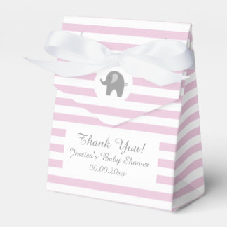 Pink and grey elephant baby shower party favor box