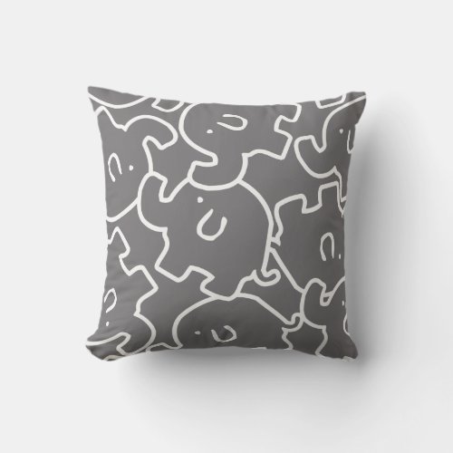 Pink And Grey Elephant Cute Throw Pillow