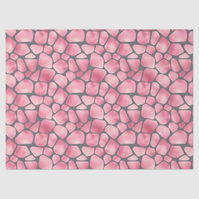 Pink and Grey Giraffe Print Decoupage Tissue Paper (Front)