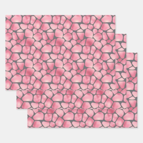 Pink and Grey Giraffe Print Wrapping Paper Sheets