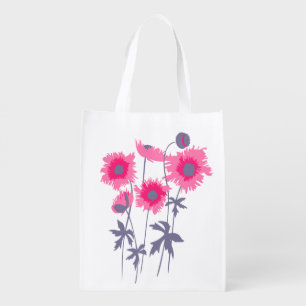 Pink and grey graphic poppies bag