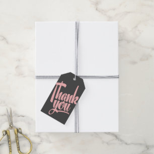 Pink and Grey Hand Lettering Wedding Thank You Tag