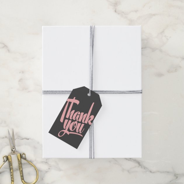 Pink And Grey Hand Lettering Wedding Thank You Tag