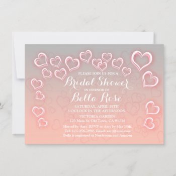 Pink And Grey Heart Bridal Shower Invites Hrt1 by FancyMeWedding at Zazzle