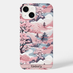 Pink and Grey Japanese Scenery iPhone Case