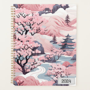 Pink and Grey Japanese Scenery Planner