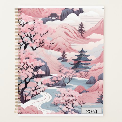 Pink and Grey Japanese Scenery Planner