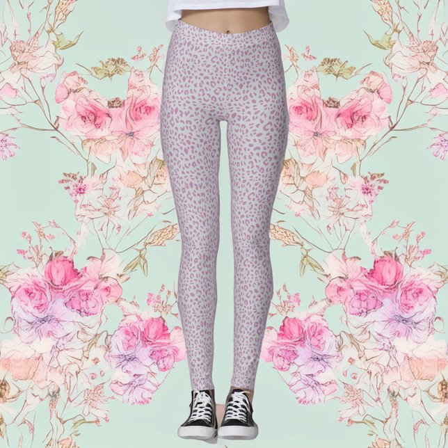 Pink and Grey Leopard Print Leggings (Creator Uploaded)