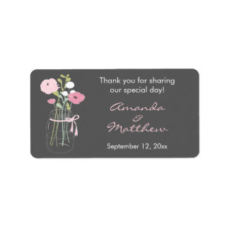 Pink and Grey Mason Jar Wedding Favor Labels