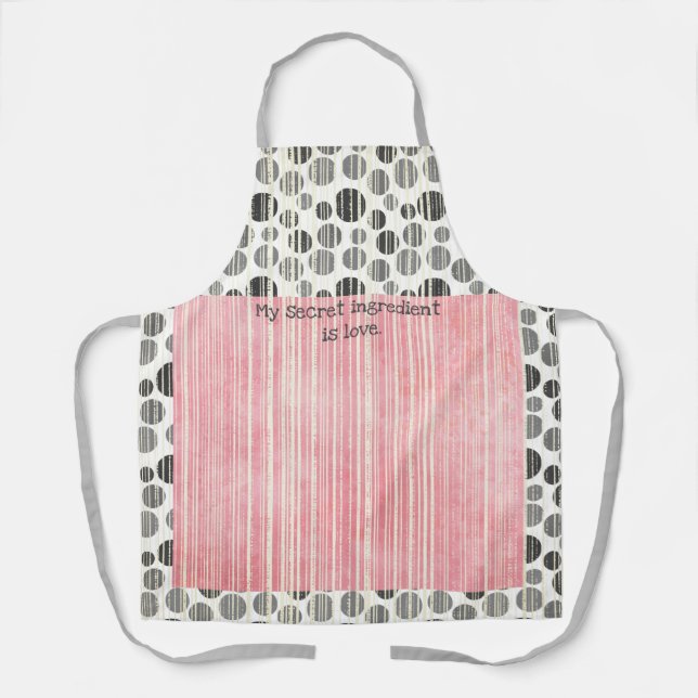 Pink and Grey Modern Polka Dots Apron (Front)