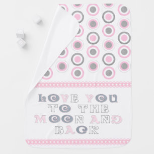 Pink and Grey Moon and Back Dots Baby Blanket