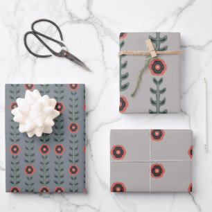 Pink and Grey Nordic Designs Wrapping Paper Sheets