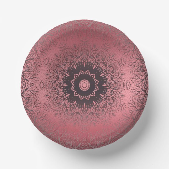 pink and grey  paper bowls (Front)