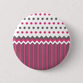 Pink and Grey Pattern Pinback Button