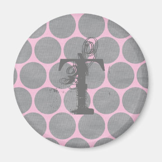 Pink and Grey Polka Dot Textured Pattern Magnet