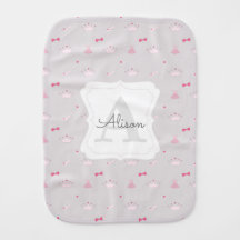 Pink and Grey Princess Themed Pattern Monogrammed