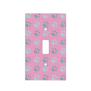 Pink and grey puppy paw prints light switch cover