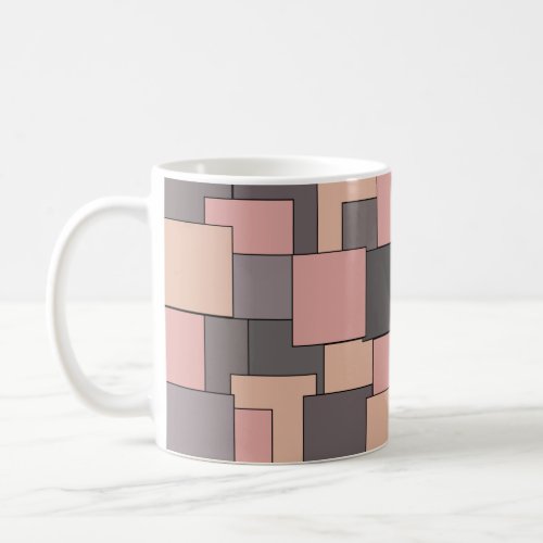 pink and grey rectangles coffee mug