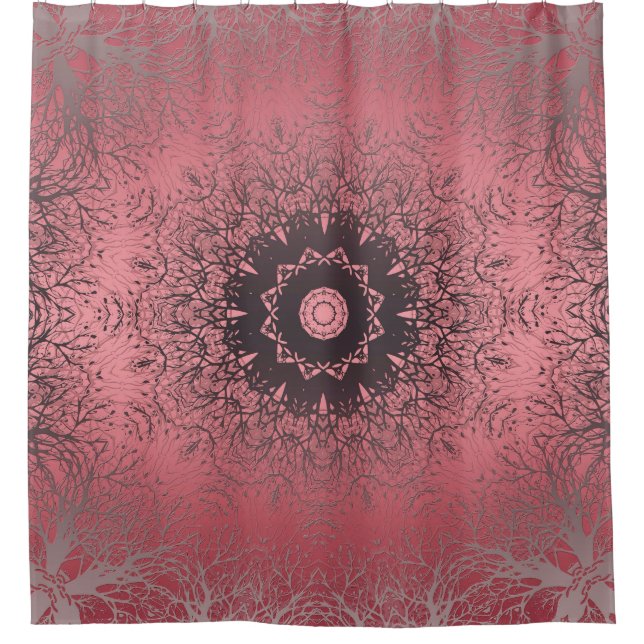 pink and grey shower curtain (Front)