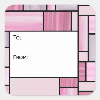 Pink and Grey Stained Glass Gift Tag Stickers