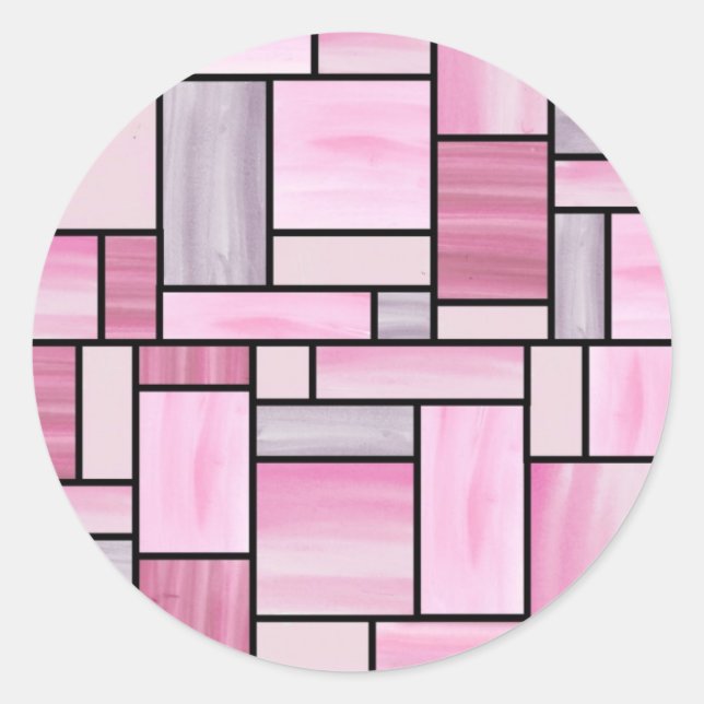Pink and Grey Stained Glass Stickers (Front)