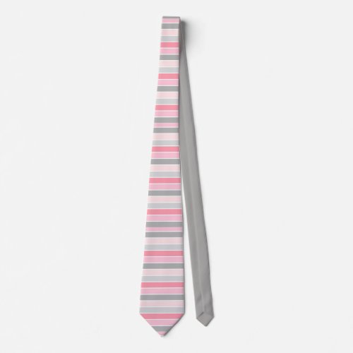 Pink and Grey Striped Neck Tie