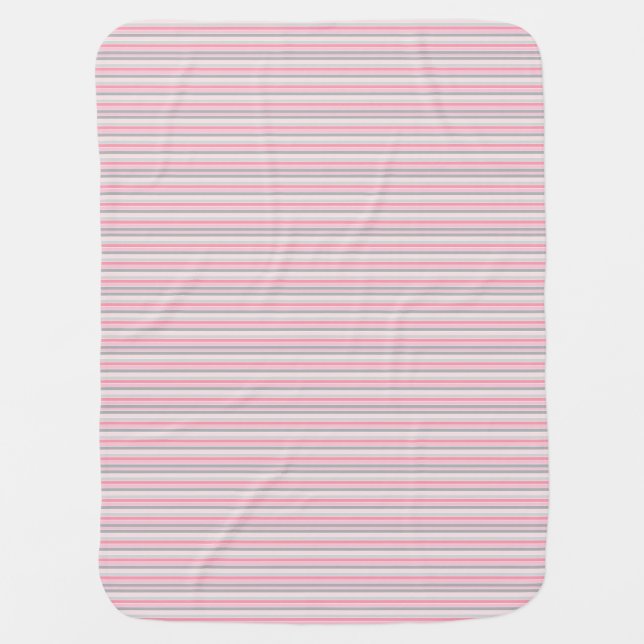 Pink and Grey stripes Baby Blanket (Front)
