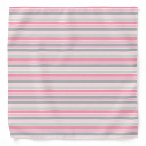 Pink and Grey Stripes Bandana