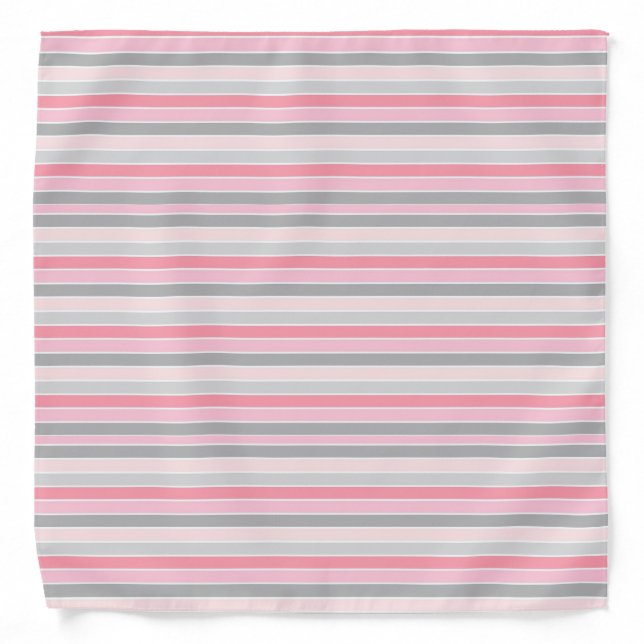 Pink and Grey Stripes Bandana (Front)