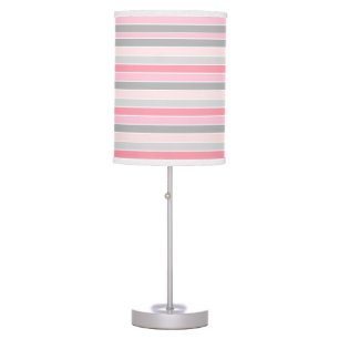 Pink and Grey Stripes Table Lamp