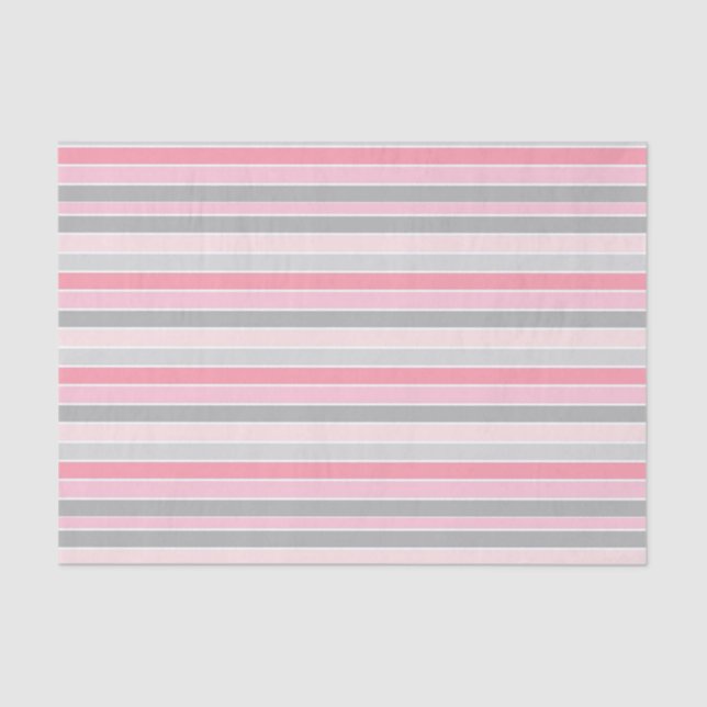 Pink and Grey Stripes Tissue Paper (Front)