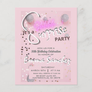 Pink and grey surprise budget invitation QR rsvp Flyer