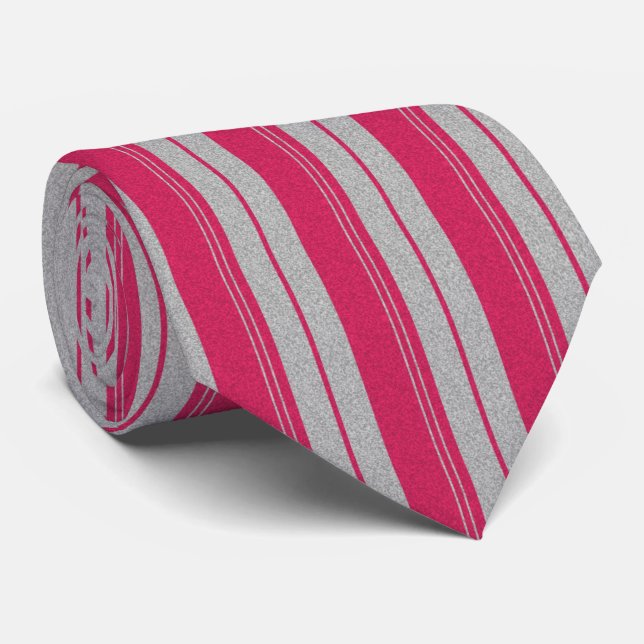 Pink and Grey Vertical Lines Tie (Rolled)
