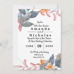 Pink and Grey Watercolor Floral Frame 