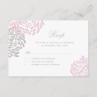Pink and Grey Wedding RSVP Cards