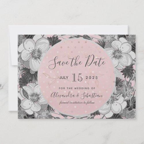 Pink and Grey Wedding Save The Date Invitation