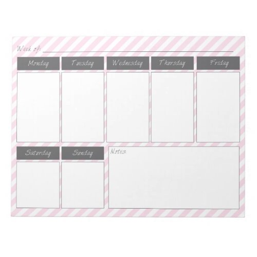 Pink and Grey Weekly Calendar Notepad