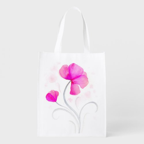 Pink and grey wildflower abstract watercolor bag