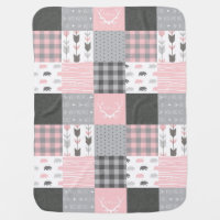 Pink and Grey Woodland Baby Blanket